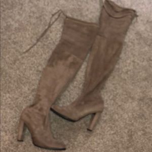 Thigh high tan boots